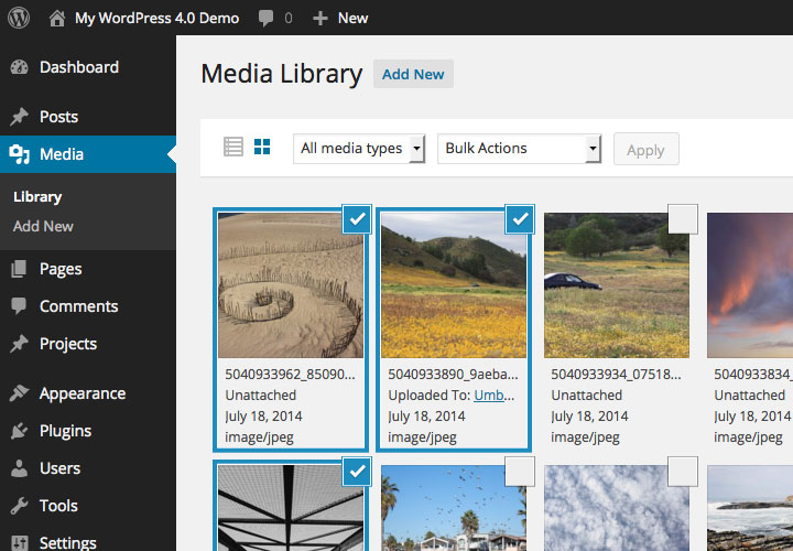Media Library Grid View