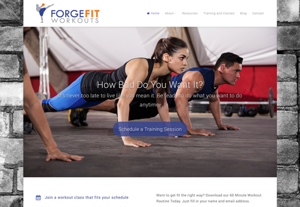 Screenshot of Forge Fit Workouts site