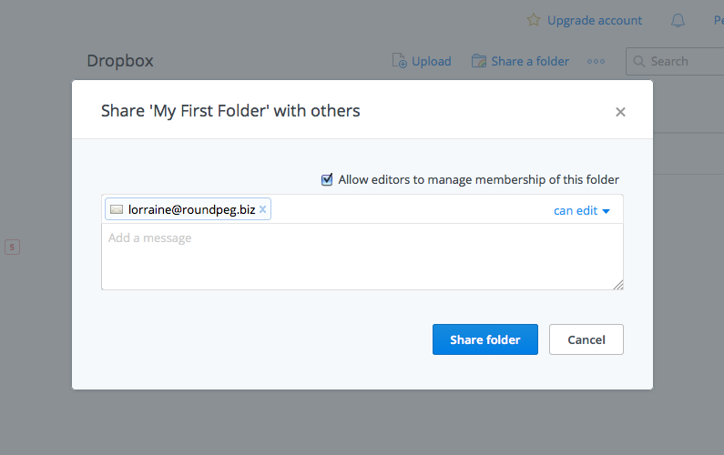 Screenshot of Share New Folder