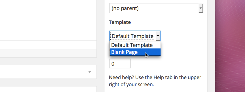 Page Attributes Template Selector