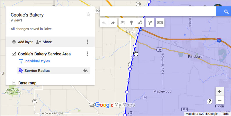 Resize Radius Map Shape