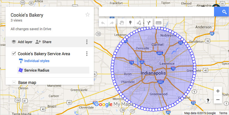 Google My Maps Selected Shape