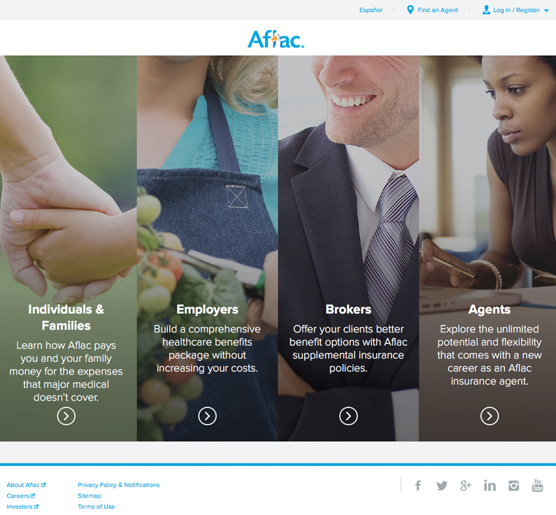 Aflac's Segmented Homepage