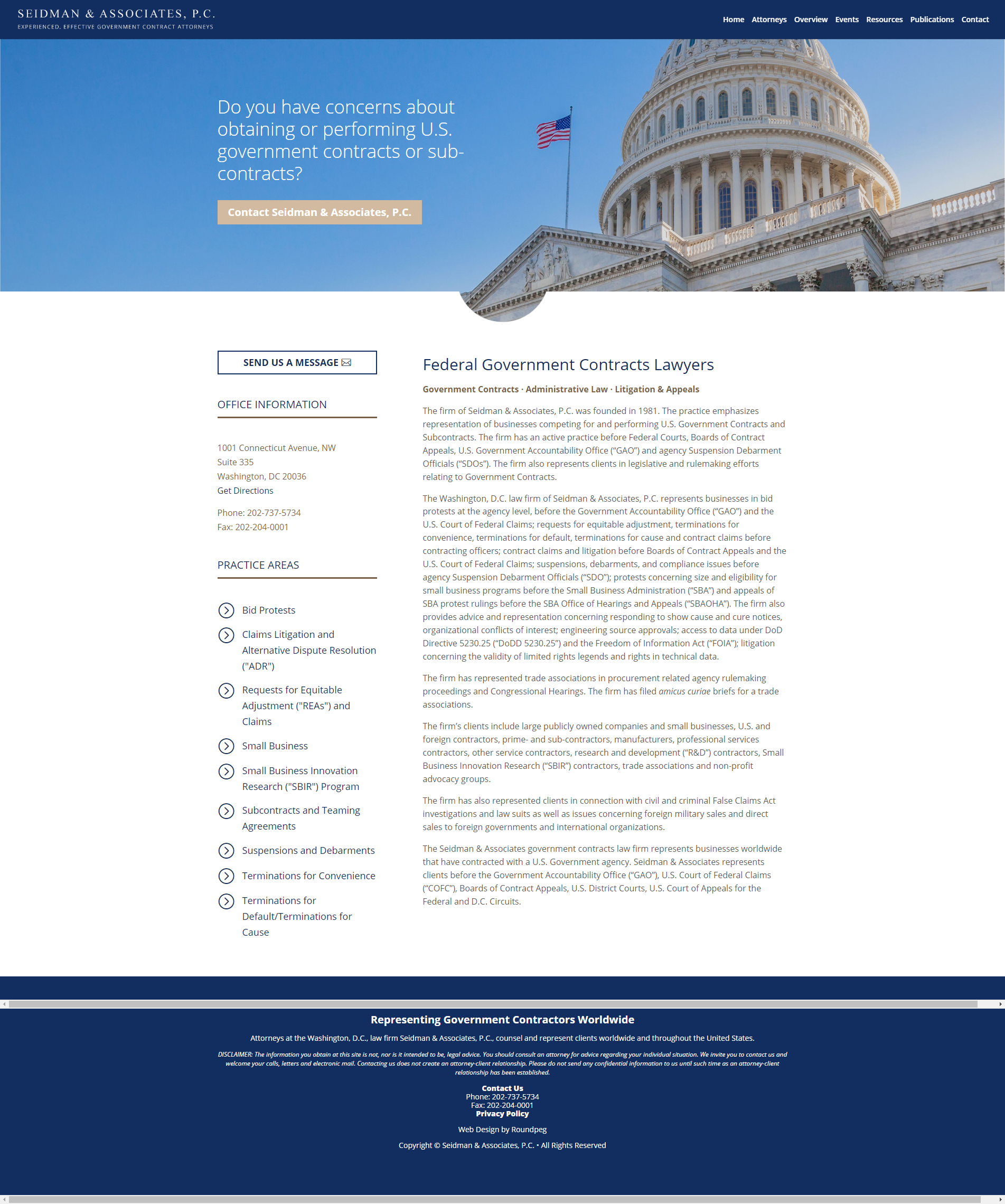 Federal Government Contracts Lawyers Seidman Associates, law firm web design
