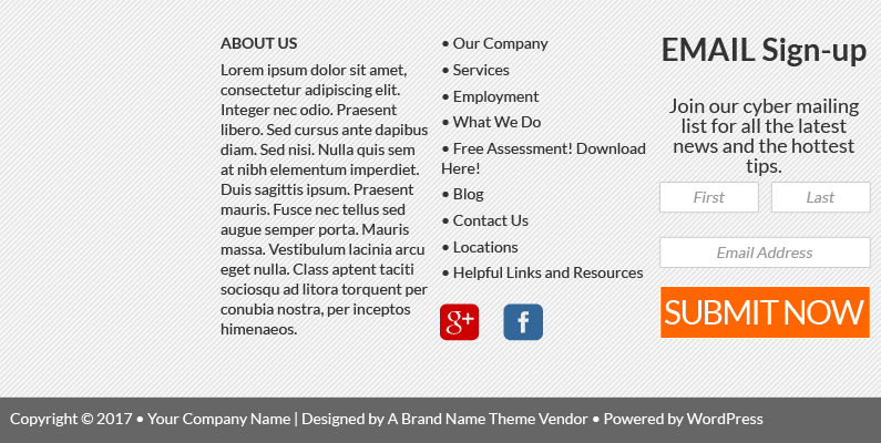 What Goes In the Footer Web Design 3 columns