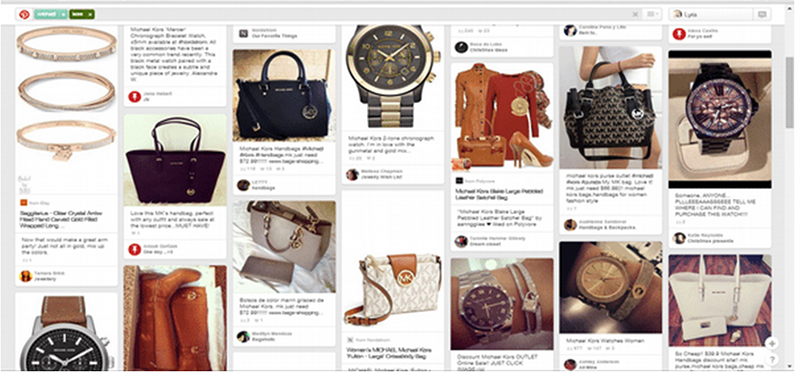 Example of shopping Pinterest