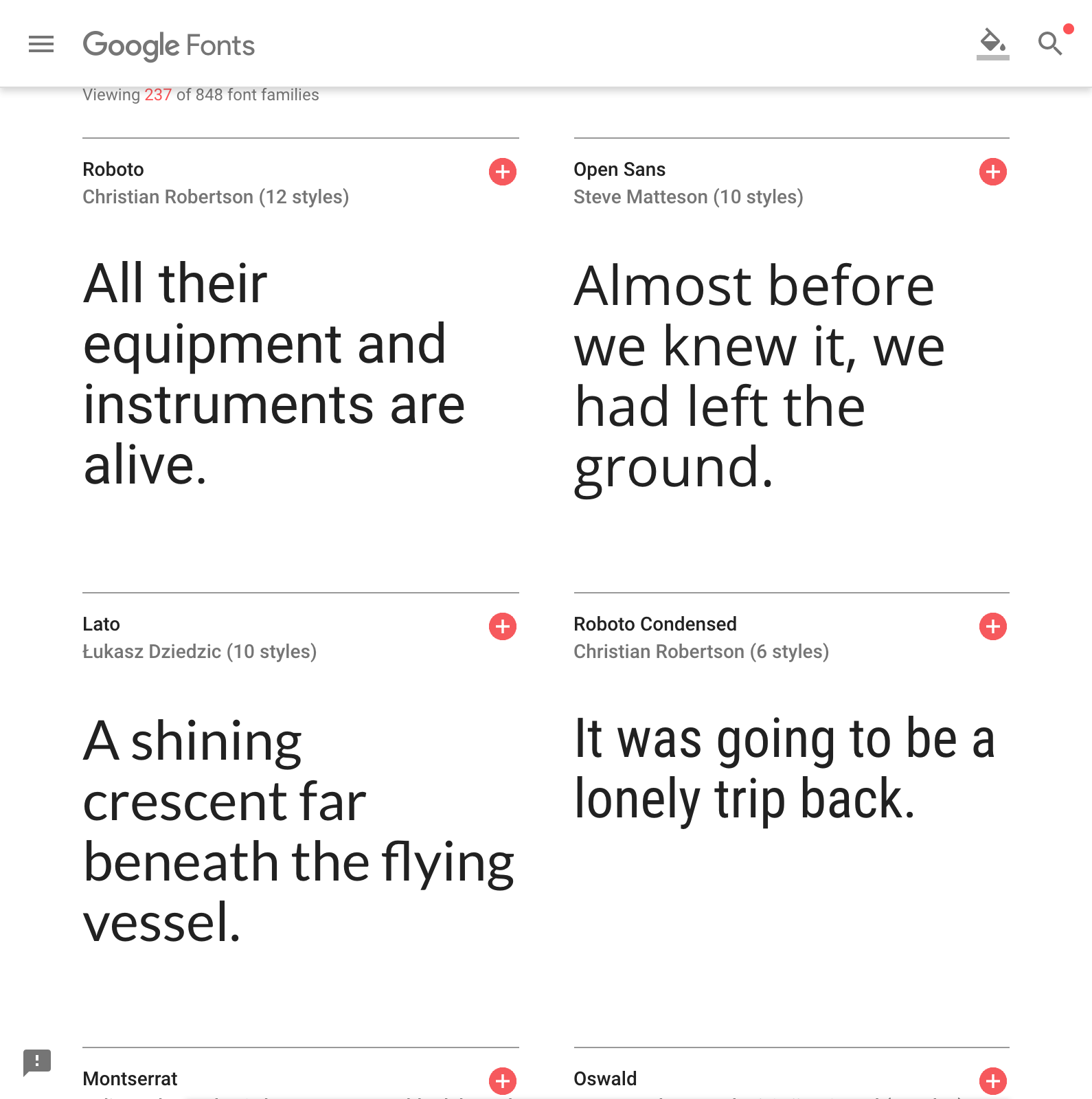 Screenshot of Plain Fonts from Google