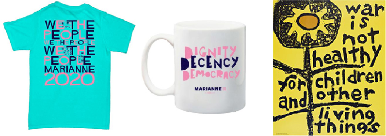 Campaign branding examples for Marianne