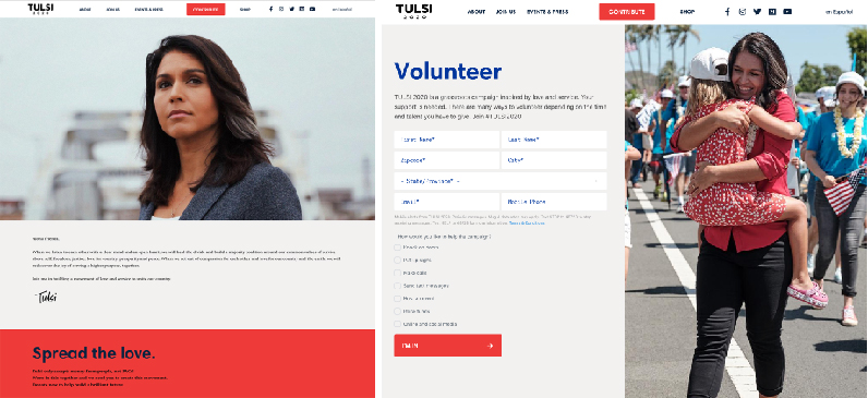 Tulsi examples of campaign web design 