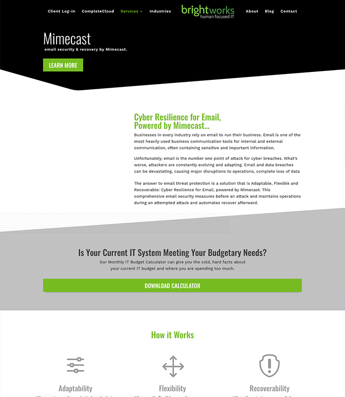 Brightworks security mimecast service page